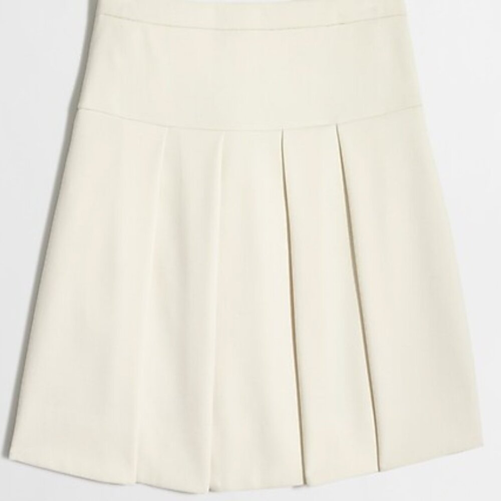 J. Crew Crepe Box-Pleated Mini Skirt - Warm Ivory - US 2 - NWT (As Is)